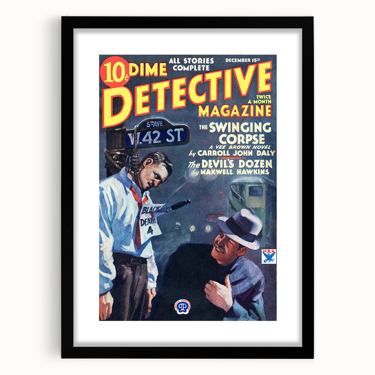 Dime Detective Magazine Cover Art – Retro Crime Scene Wall Decor