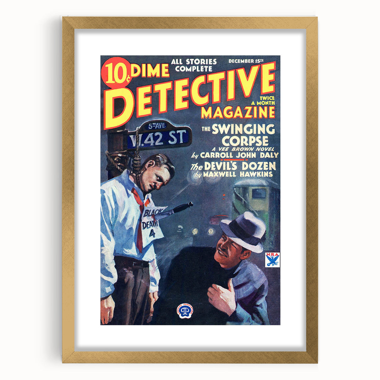 Dime Detective Magazine Cover Art – Retro Crime Scene Wall Decor