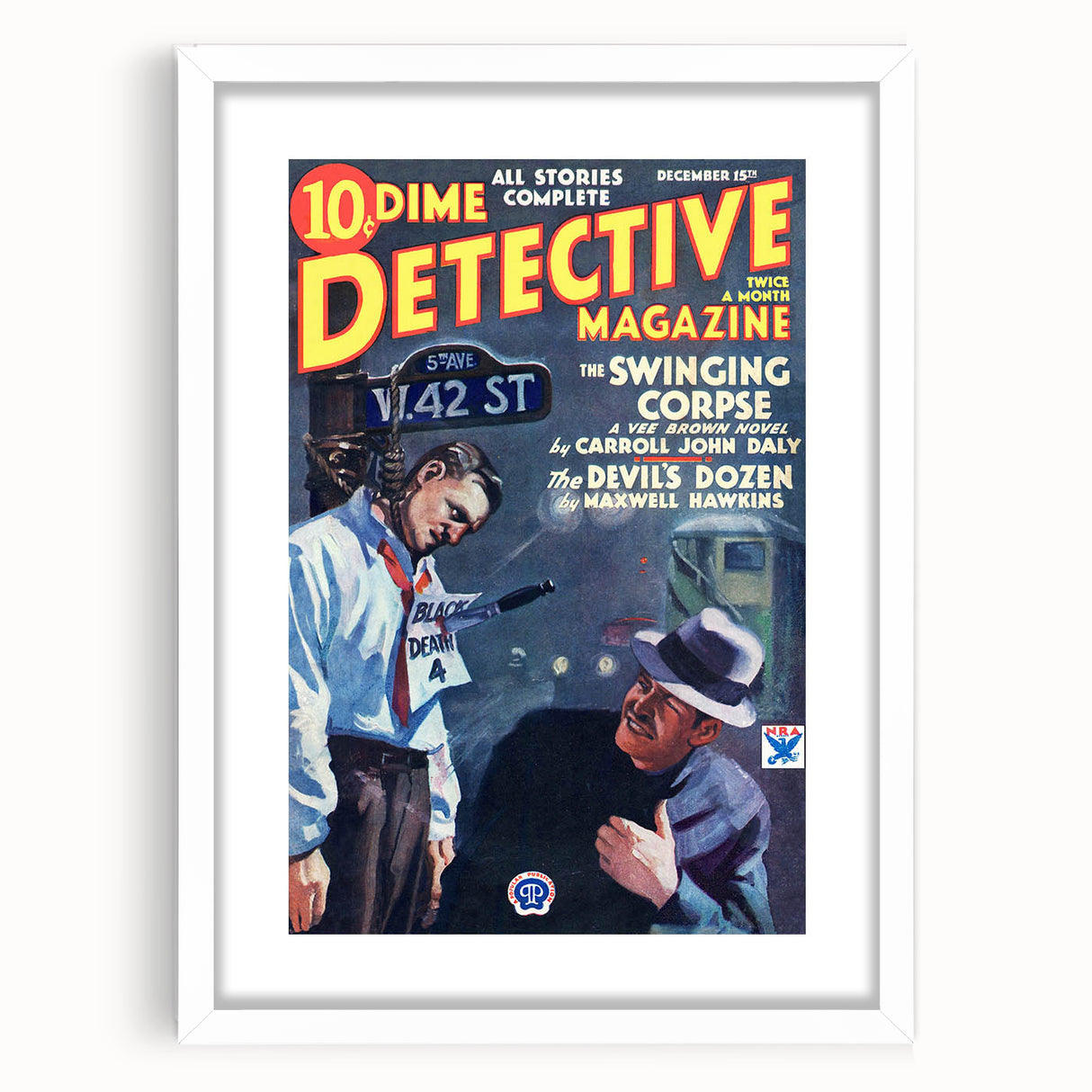 Dime Detective Magazine Cover Art – Retro Crime Scene Wall Decor