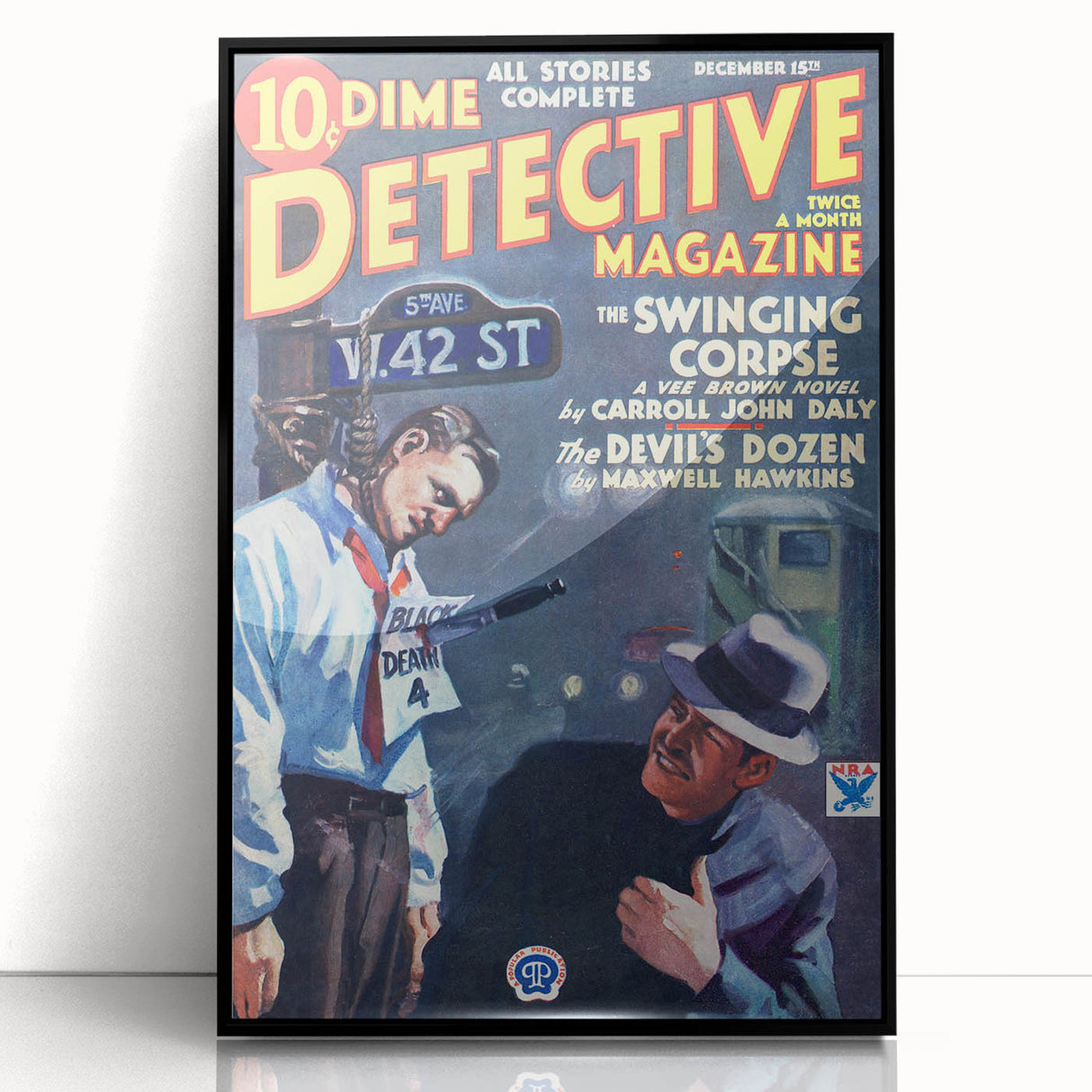 Dime Detective Magazine Cover Art – Retro Crime Scene Wall Decor