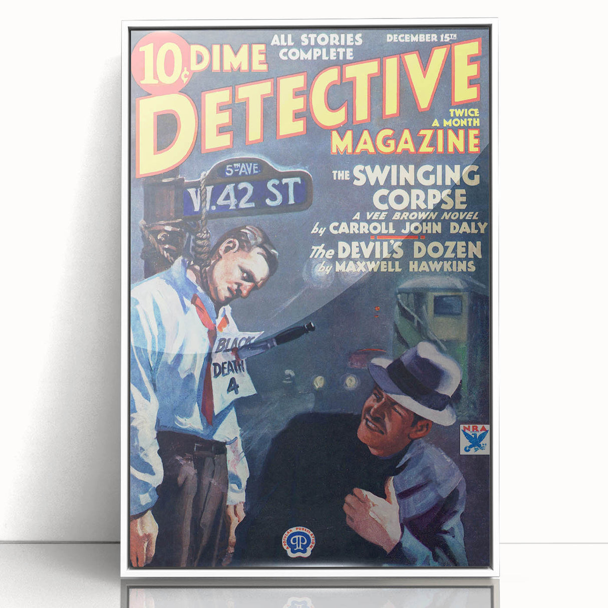 Dime Detective Magazine Cover Art – Retro Crime Scene Wall Decor