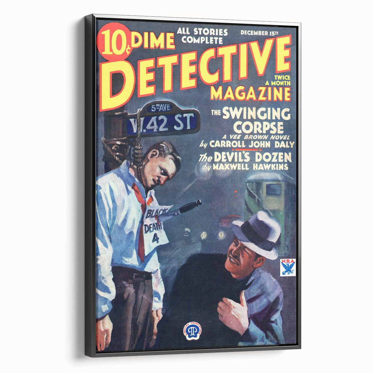 Dime Detective Magazine Cover Art – Retro Crime Scene Wall Decor