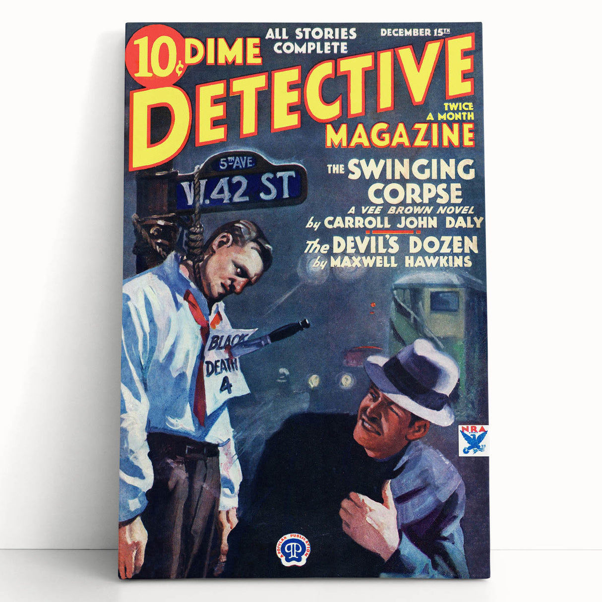 Dime Detective Magazine Cover Art – Retro Crime Scene Wall Decor
