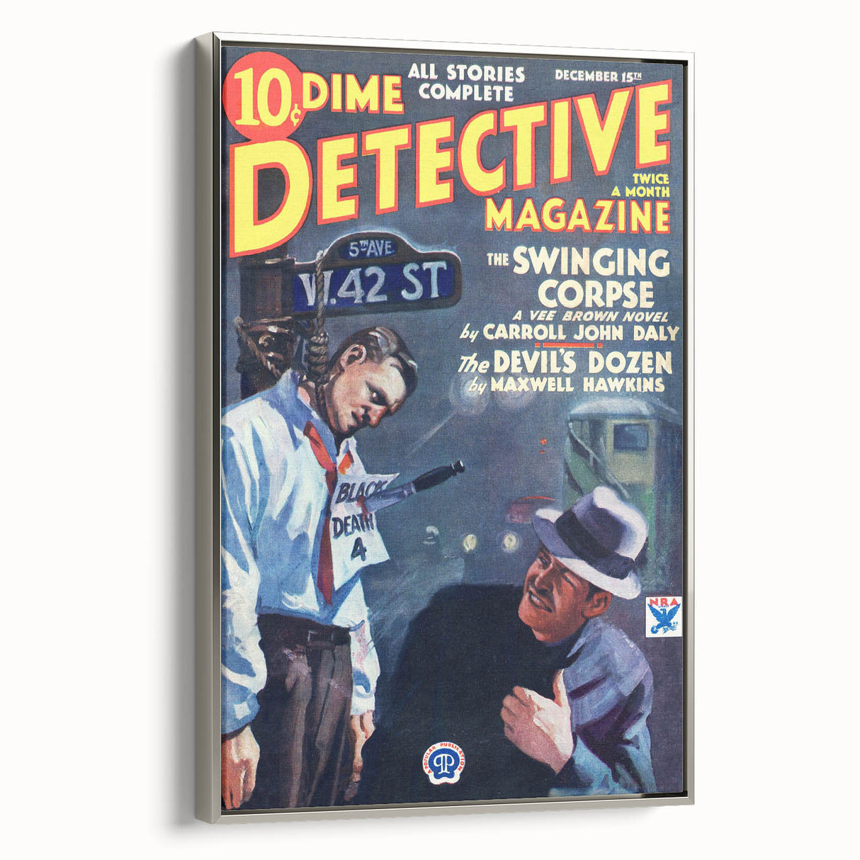 Dime Detective Magazine Cover Art – Retro Crime Scene Wall Decor