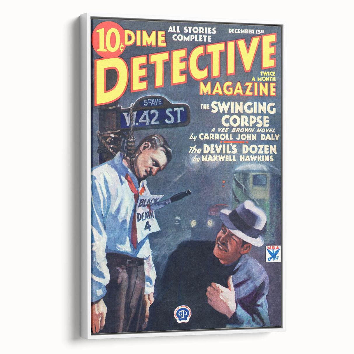 Dime Detective Magazine Cover Art – Retro Crime Scene Wall Decor