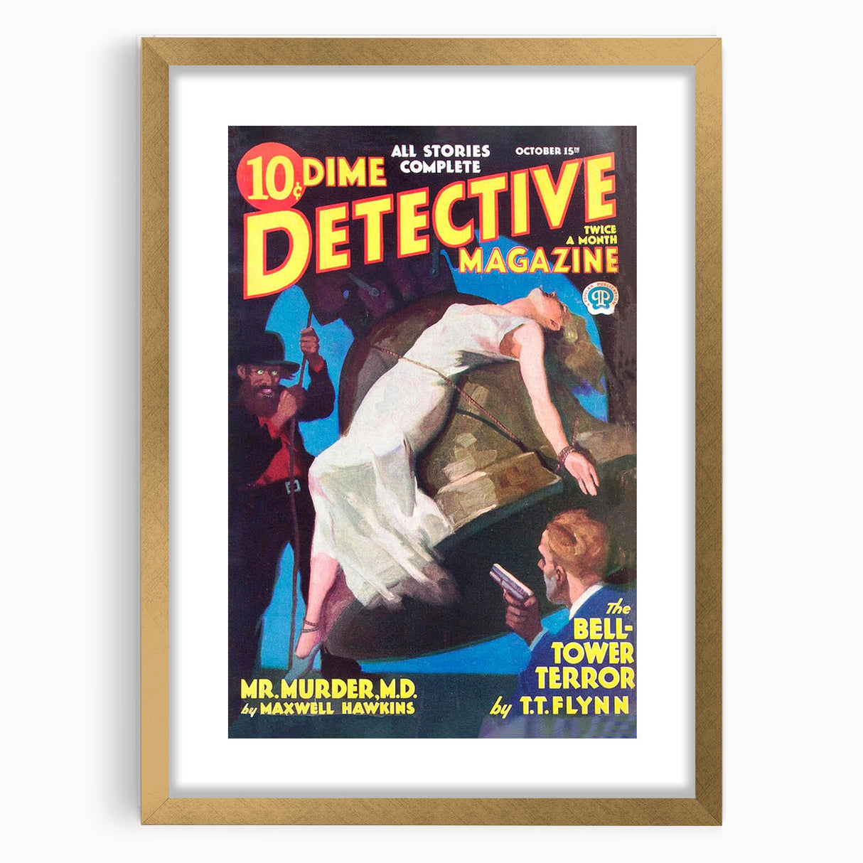 Dime Detective Magazine Cover Art – Retro Murder Mystery Wall Decor