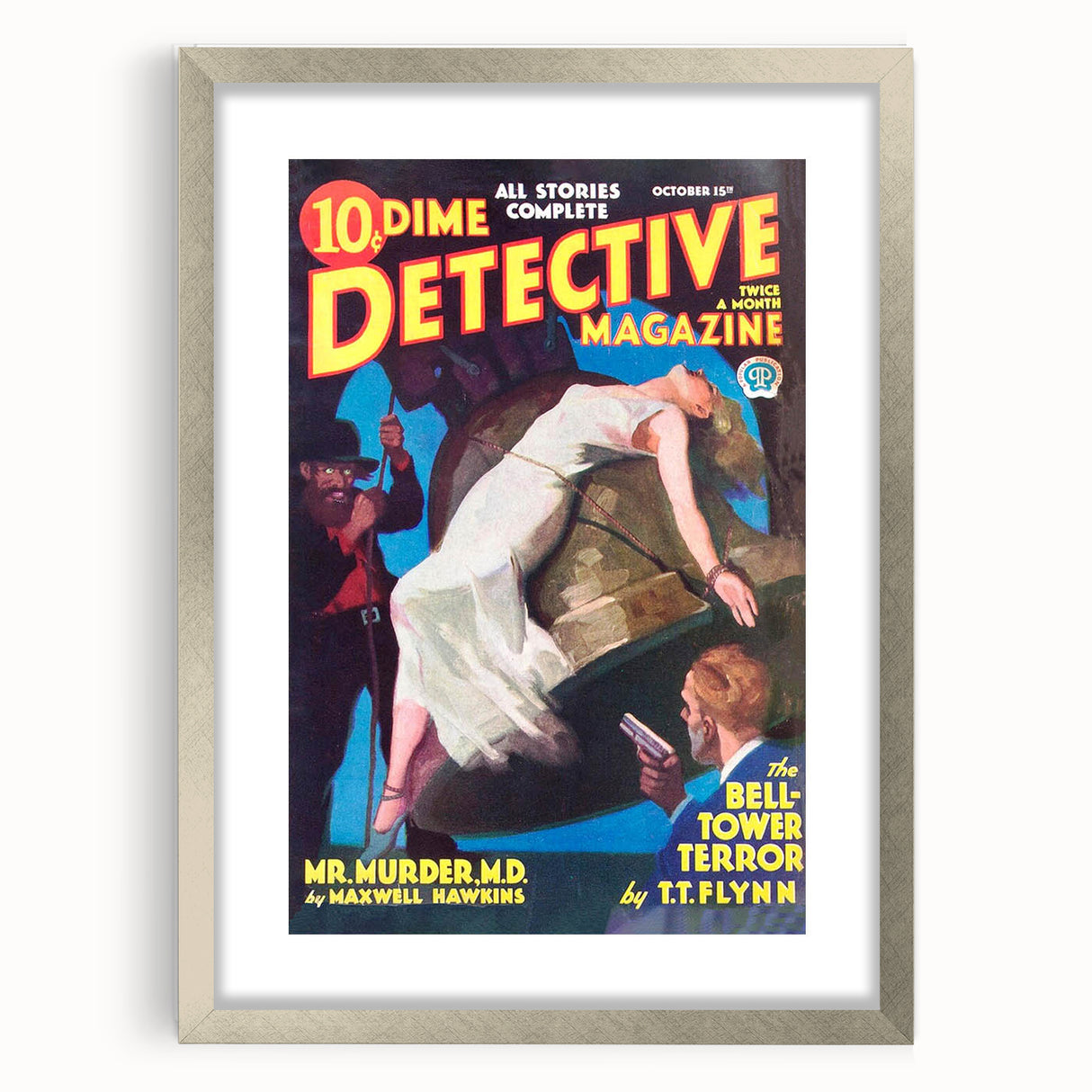 Dime Detective Magazine Cover Art – Retro Murder Mystery Wall Decor