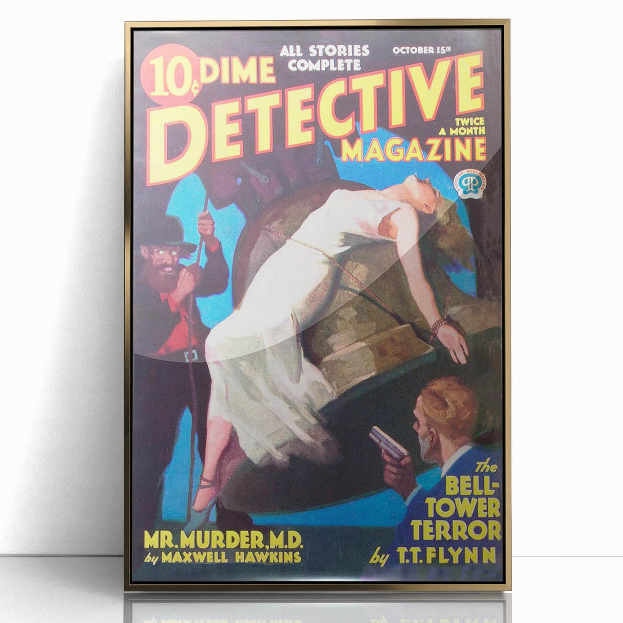 Dime Detective Magazine Cover Art – Retro Murder Mystery Wall Decor