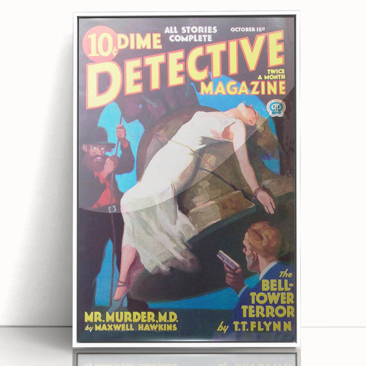 Dime Detective Magazine Cover Art – Retro Murder Mystery Wall Decor