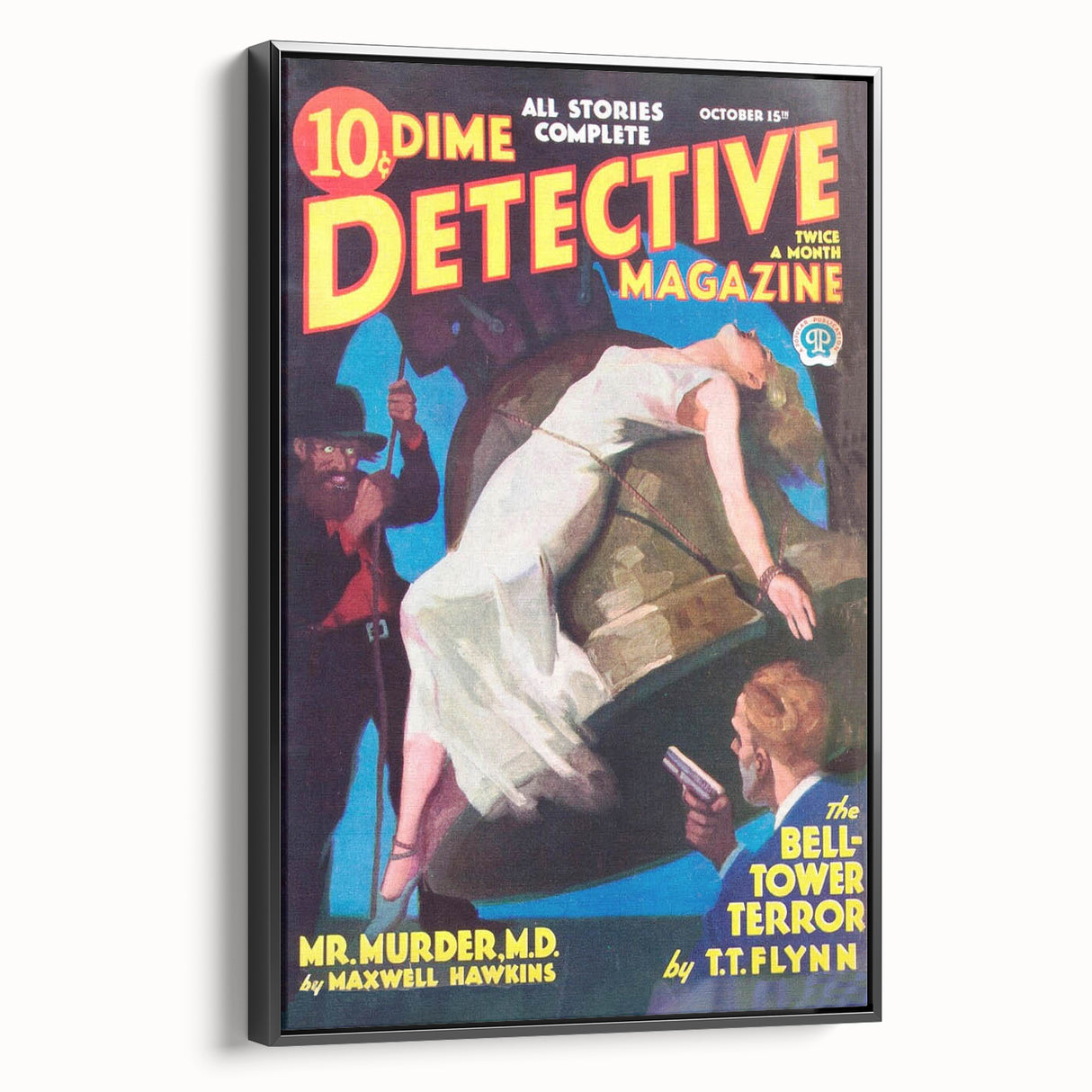 Dime Detective Magazine Cover Art – Retro Murder Mystery Wall Decor