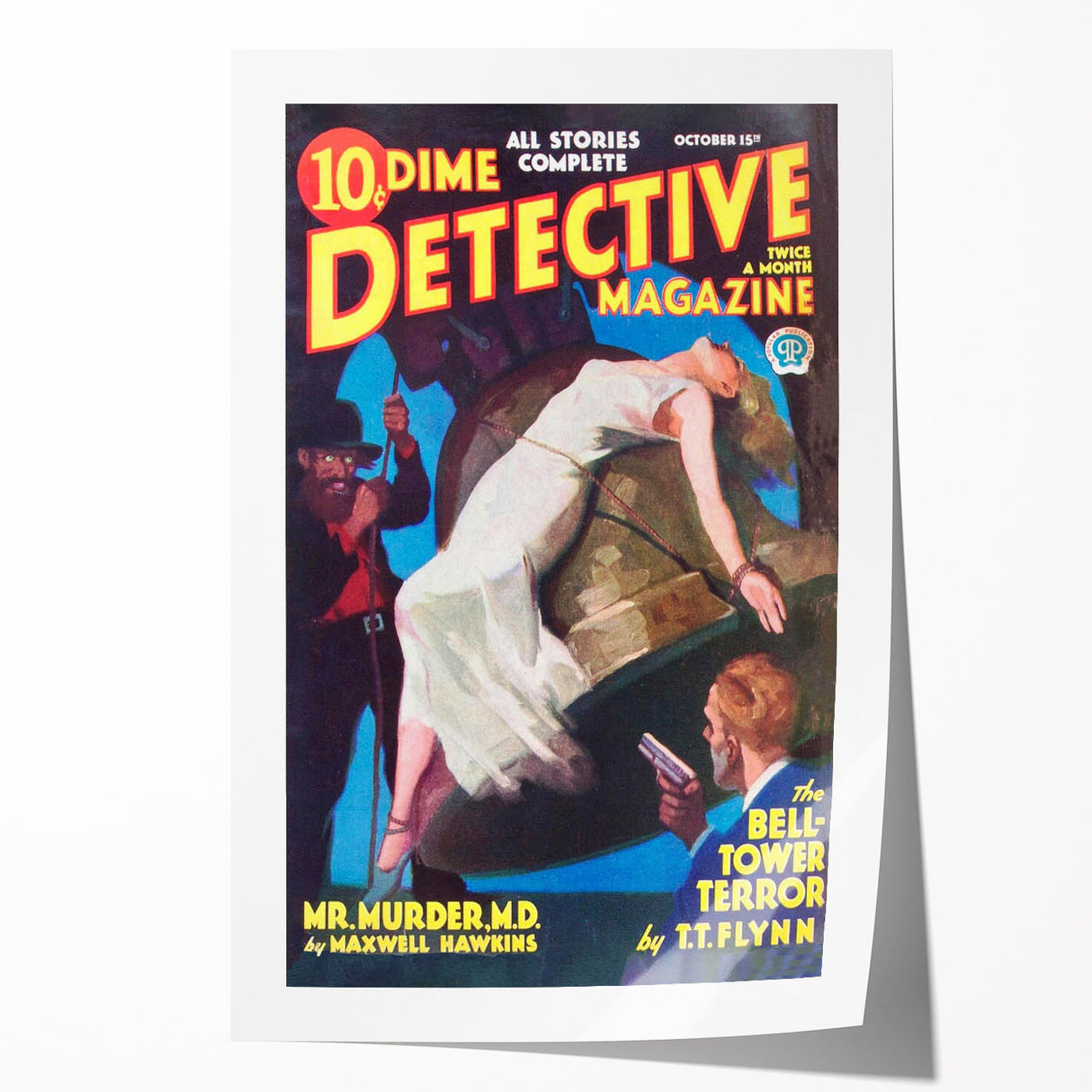 Dime Detective Magazine Cover Art – Retro Murder Mystery Wall Decor