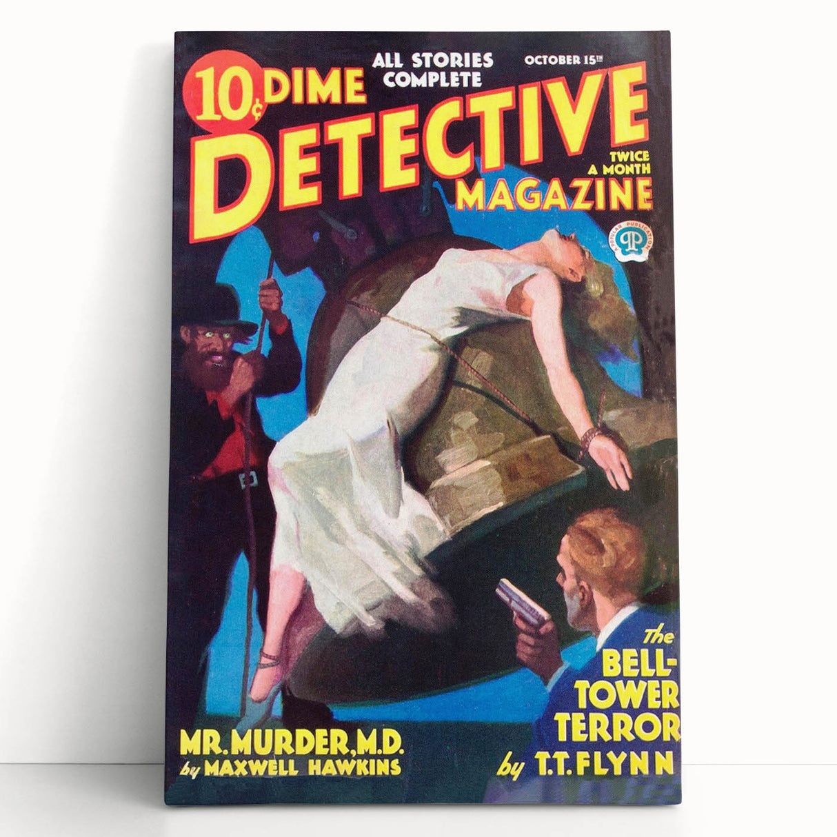 Dime Detective Magazine Cover Art – Retro Murder Mystery Wall Decor
