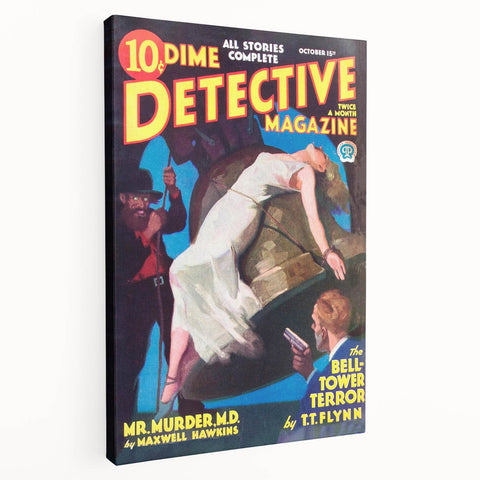 Dime Detective Magazine Cover Art – Retro Murder Mystery Wall Decor