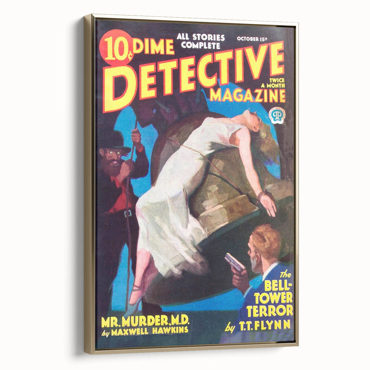 Dime Detective Magazine Cover Art – Retro Murder Mystery Wall Decor