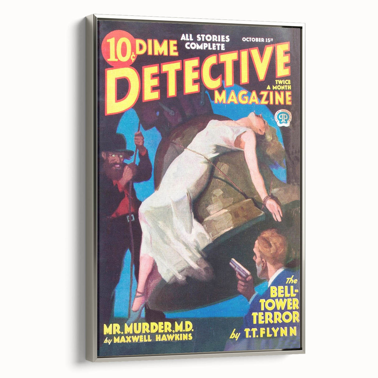 Dime Detective Magazine Cover Art – Retro Murder Mystery Wall Decor