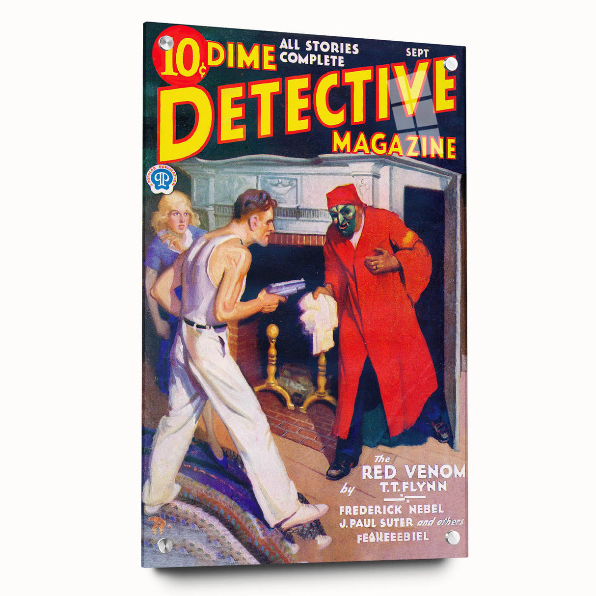 Dime Detective Magazine Cover Art – Retro Crime Mystery Wall Decor