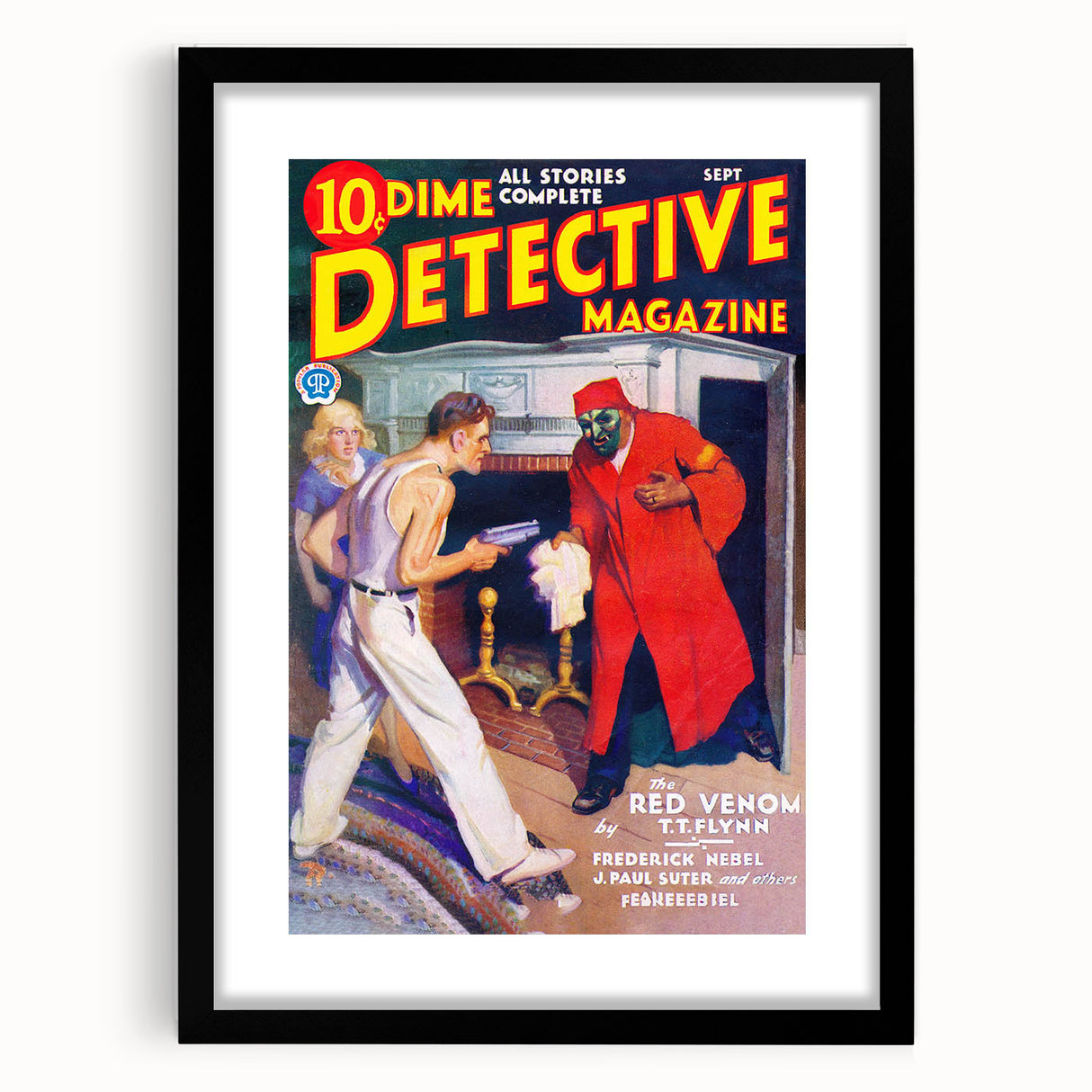 Dime Detective Magazine Cover Art – Retro Crime Mystery Wall Decor