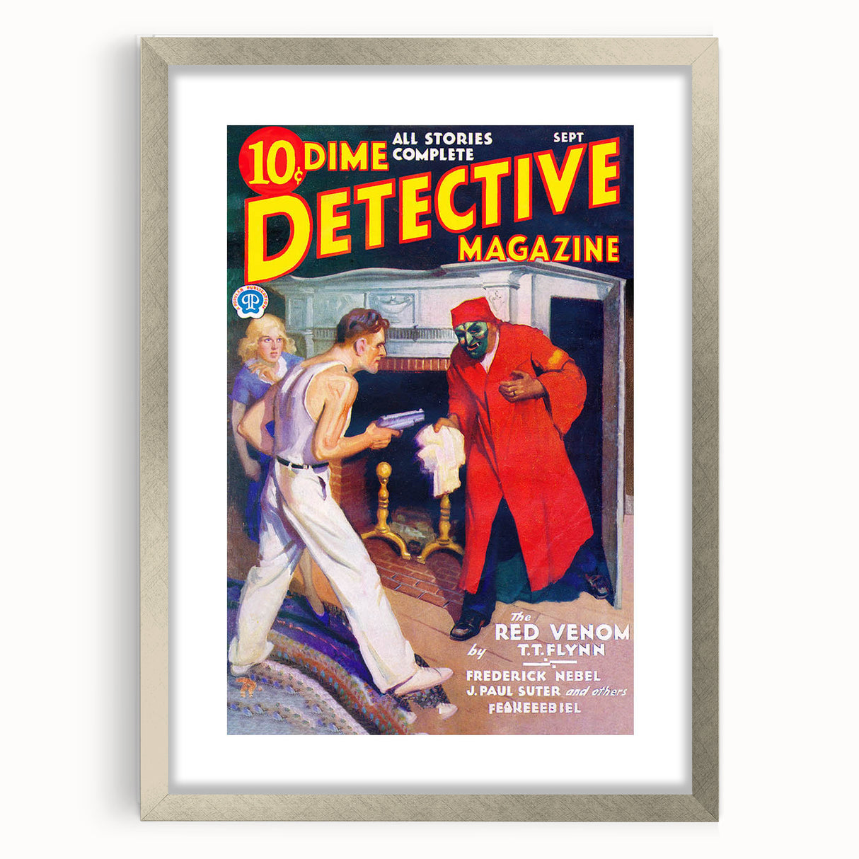 Dime Detective Magazine Cover Art – Retro Crime Mystery Wall Decor