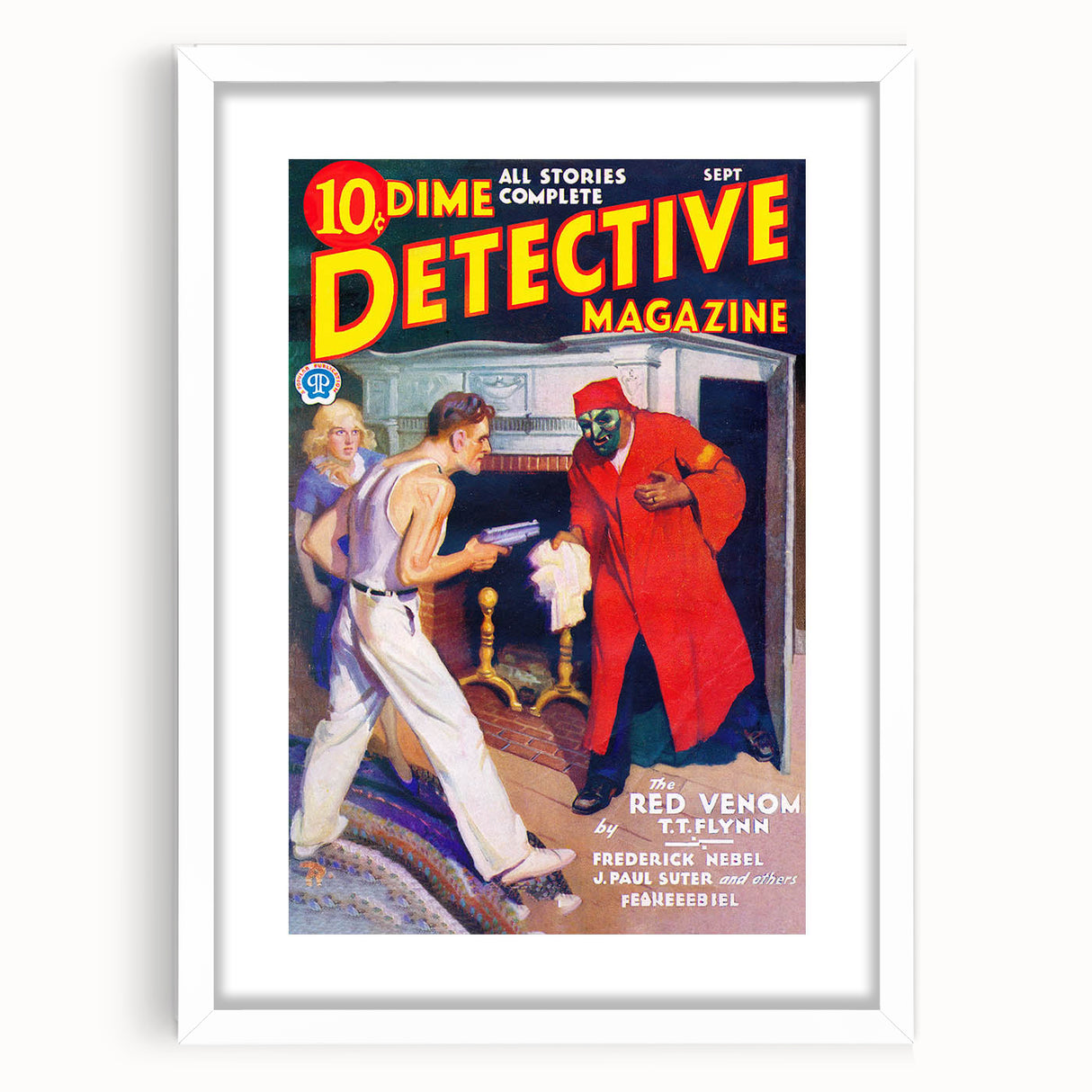 Dime Detective Magazine Cover Art – Retro Crime Mystery Wall Decor