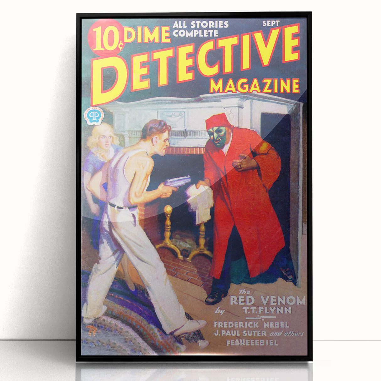 Dime Detective Magazine Cover Art – Retro Crime Mystery Wall Decor