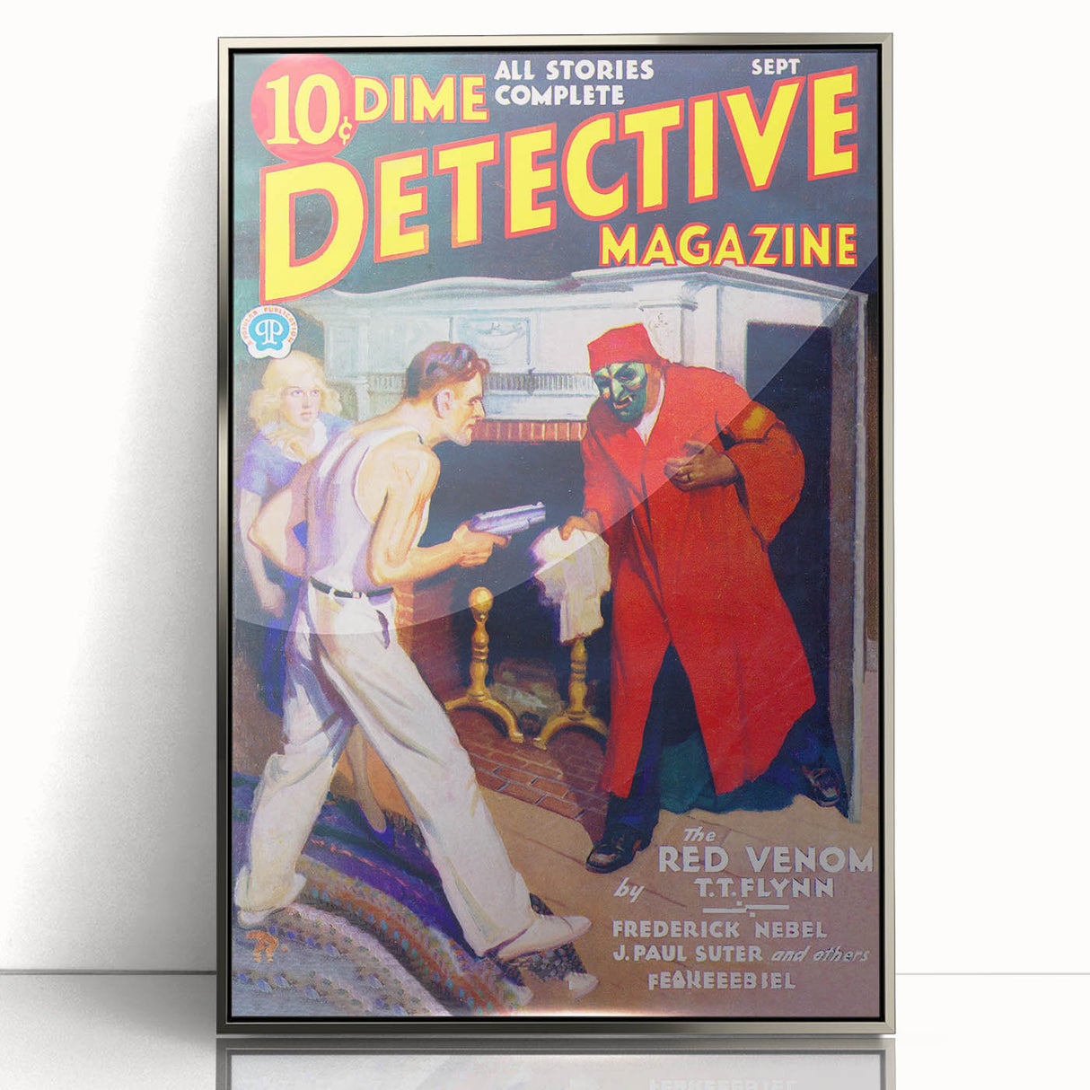 Dime Detective Magazine Cover Art – Retro Crime Mystery Wall Decor