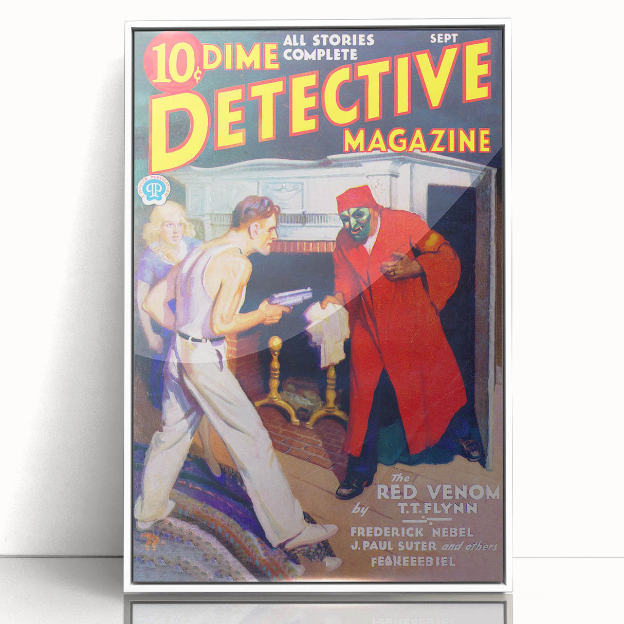 Dime Detective Magazine Cover Art – Retro Crime Mystery Wall Decor