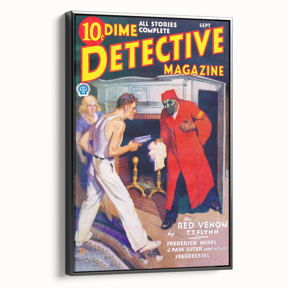 Dime Detective Magazine Cover Art – Retro Crime Mystery Wall Decor
