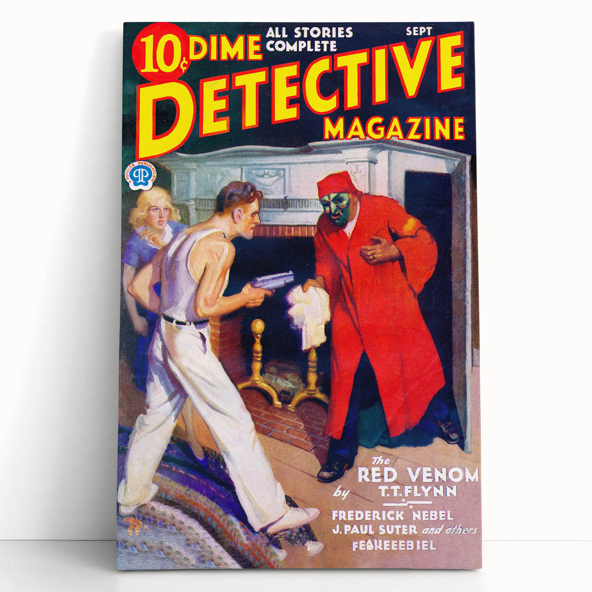 Dime Detective Magazine Cover Art – Retro Crime Mystery Wall Decor