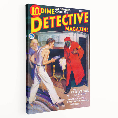 Dime Detective Magazine Cover Art – Retro Crime Mystery Wall Decor