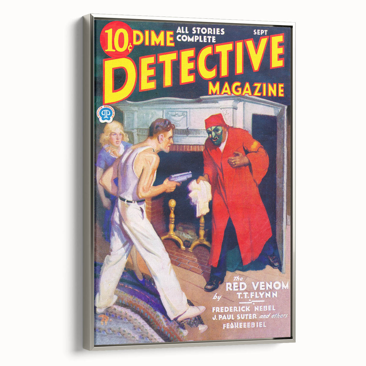 Dime Detective Magazine Cover Art – Retro Crime Mystery Wall Decor