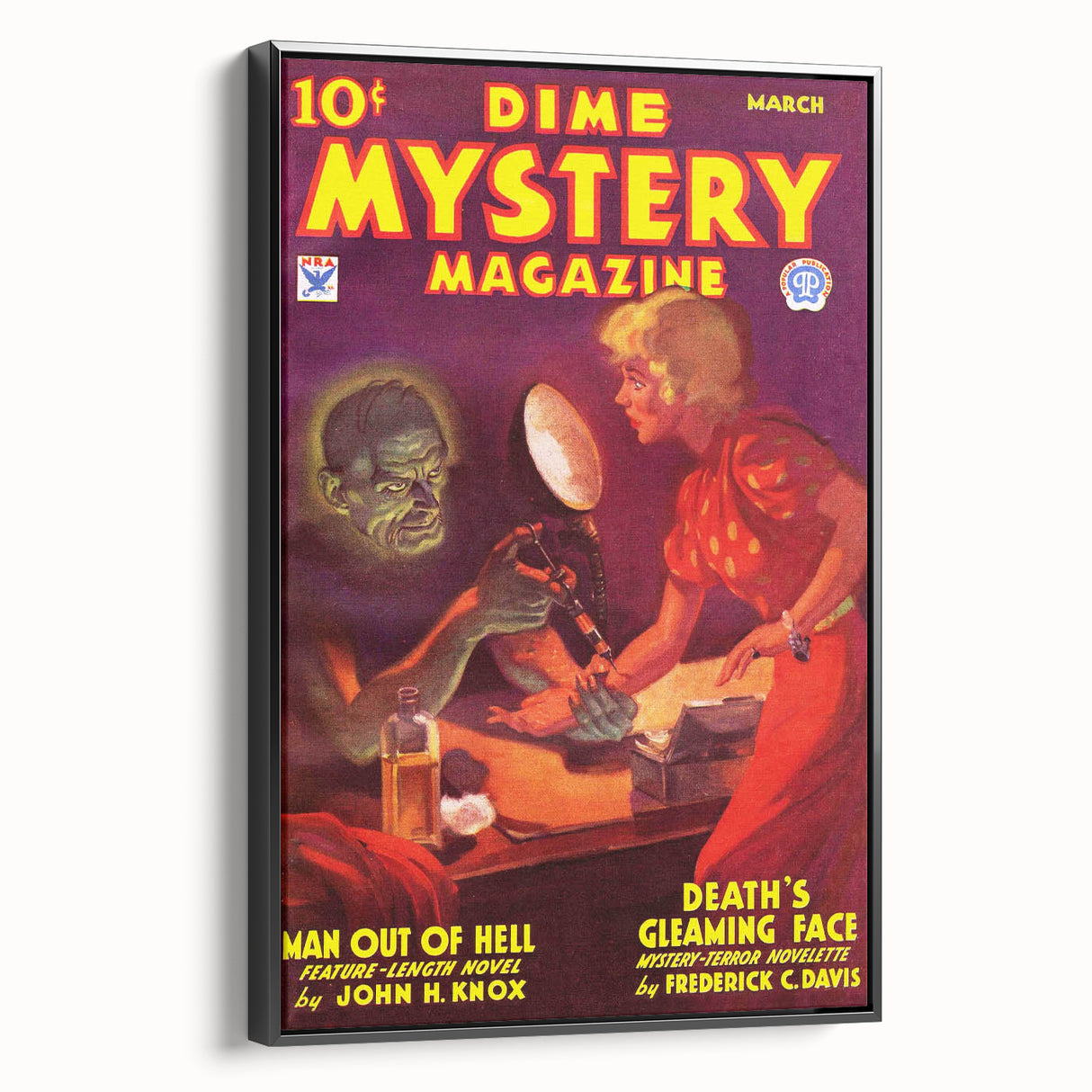 Vintage Magazine Cover Art - Dime Mystery Magazine Retro Print