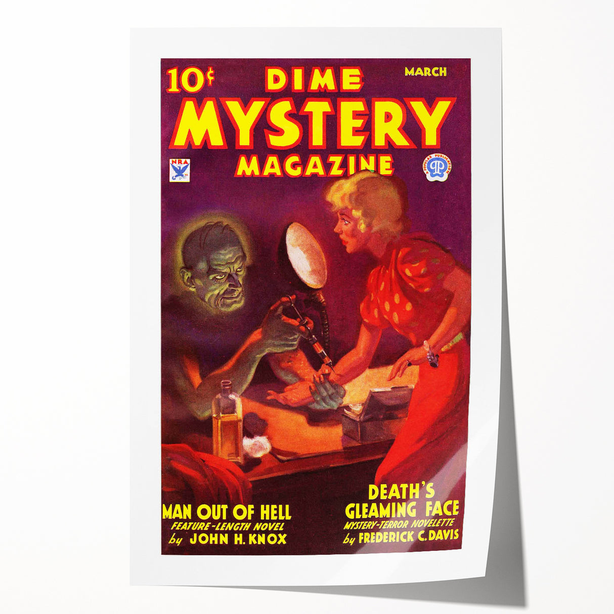 Vintage Magazine Cover Art - Dime Mystery Magazine Retro Print