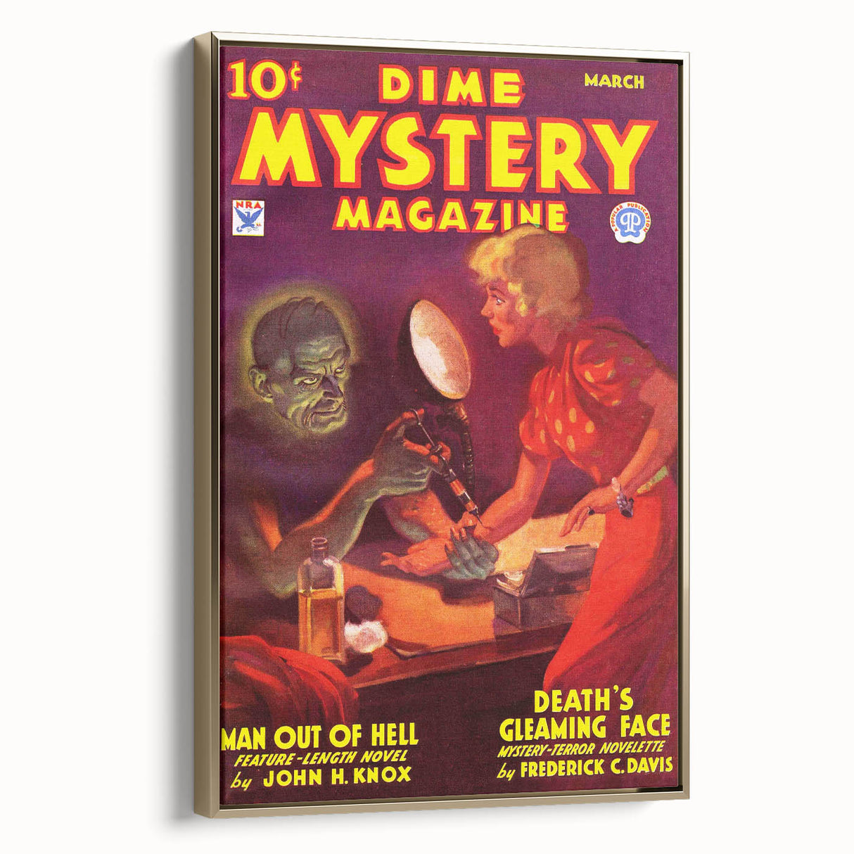 Vintage Magazine Cover Art - Dime Mystery Magazine Retro Print