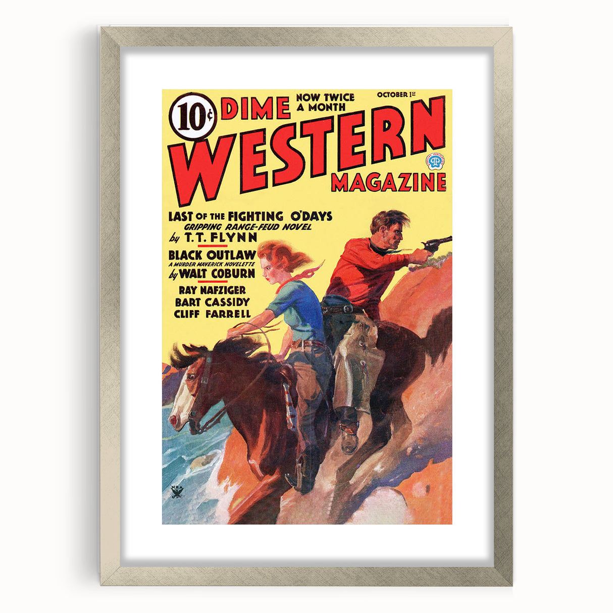 Vintage Magazine Cover Art - Dime Western Magazine Retro Print