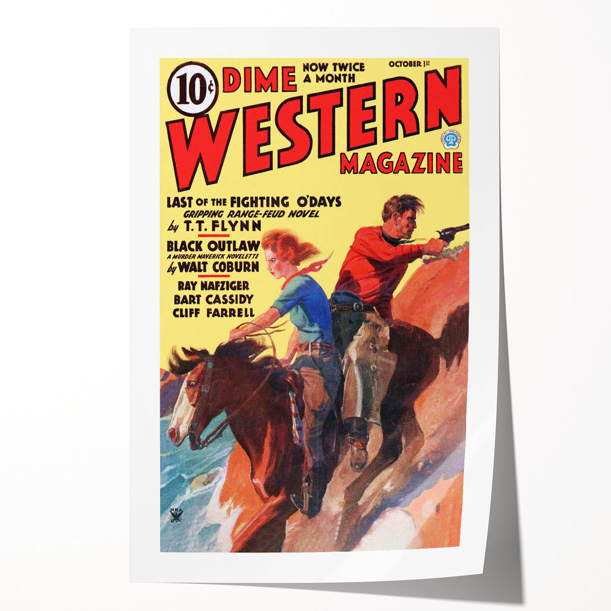 Vintage Magazine Cover Art - Dime Western Magazine Retro Print