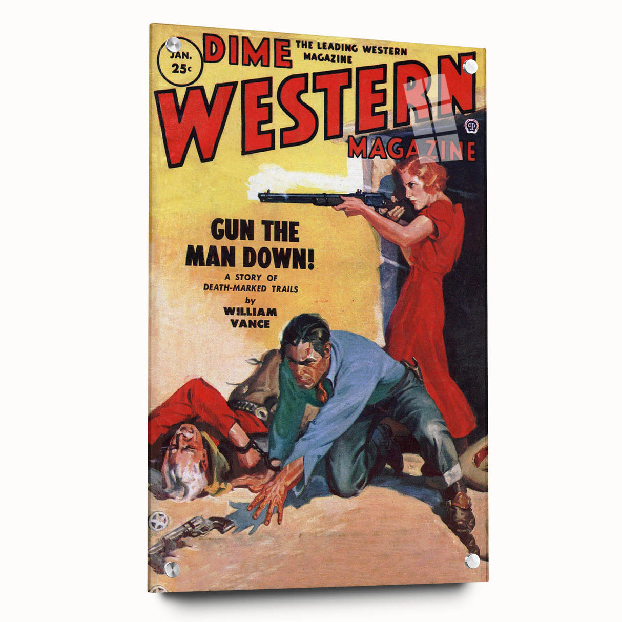 Vintage Magazine Cover Art - Dime Western Magazine Retro Print