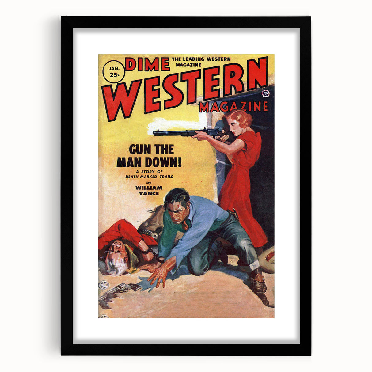 Vintage Magazine Cover Art - Dime Western Magazine Retro Print