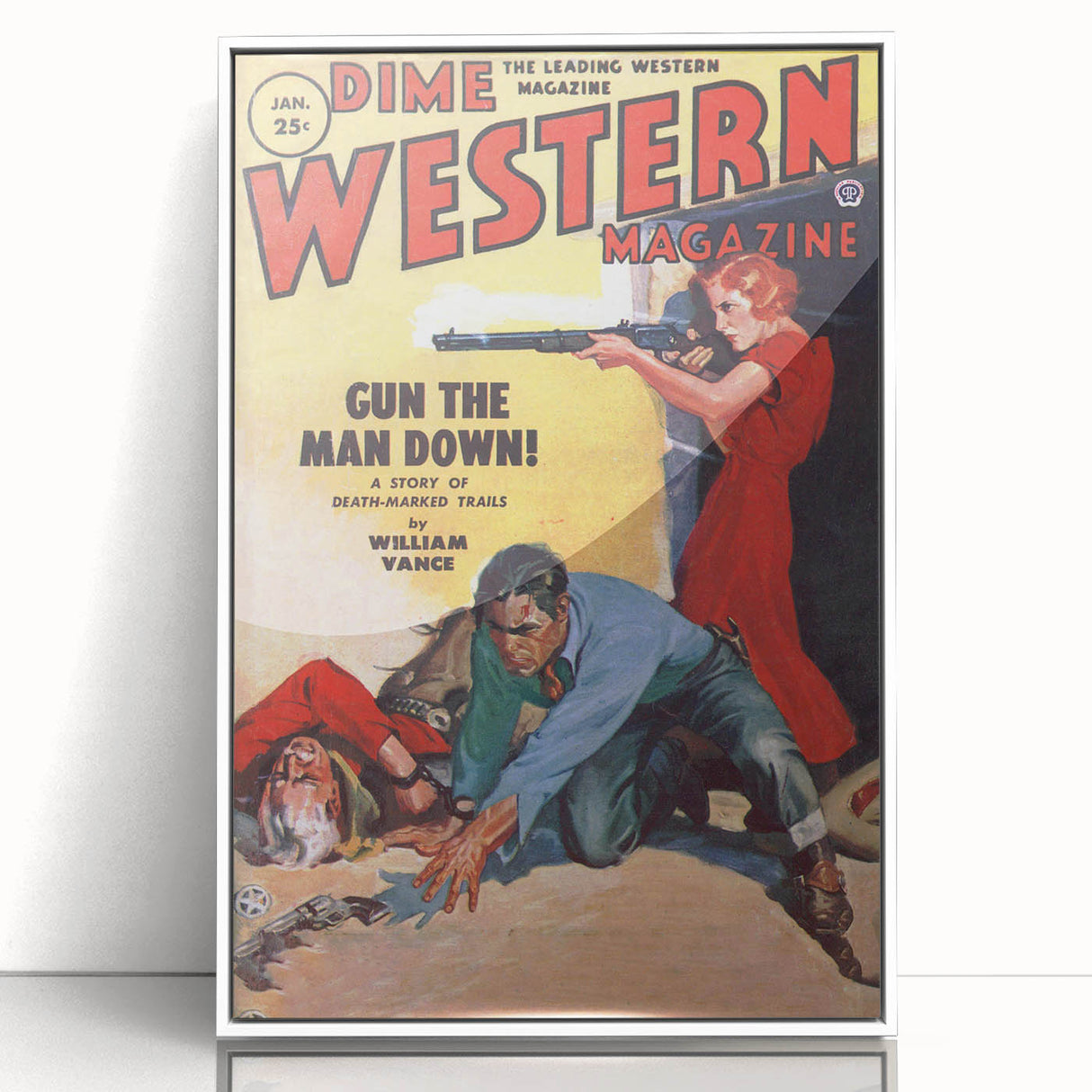 Vintage Magazine Cover Art - Dime Western Magazine Retro Print