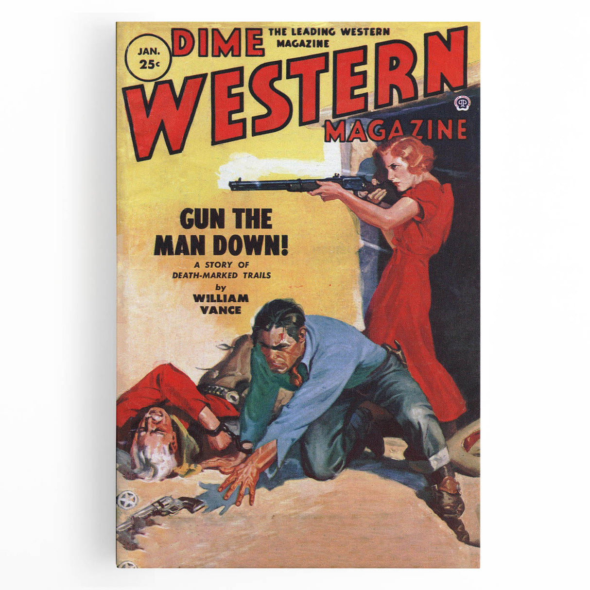 Vintage Magazine Cover Art - Dime Western Magazine Retro Print