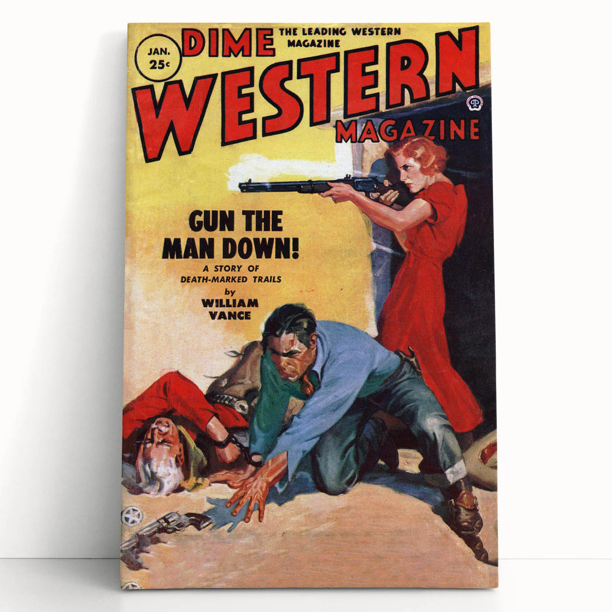 Vintage Magazine Cover Art - Dime Western Magazine Retro Print