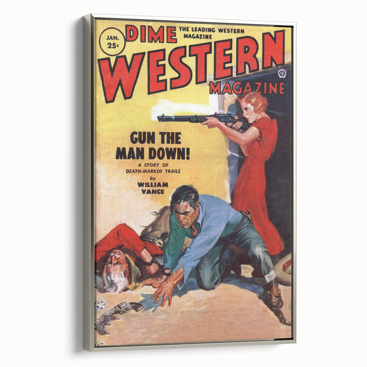 Vintage Magazine Cover Art - Dime Western Magazine Retro Print