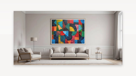Vibrant Geometric Abstract Expressionist Canvas Wall Art
