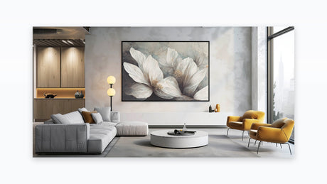 Elegant White Blossoms Abstract Floral Canvas | Modern Wall Art