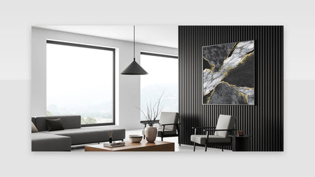 Elegant Black and White Abstract Art with Gold | Monochrome Canvas