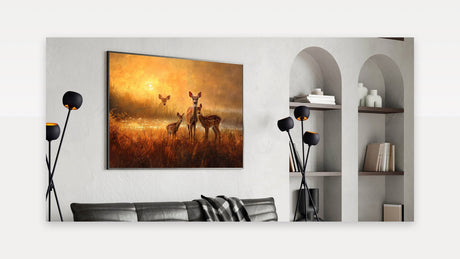Serene Antelope Family at Sunset - Warm Nature-Inspired Wall Art
