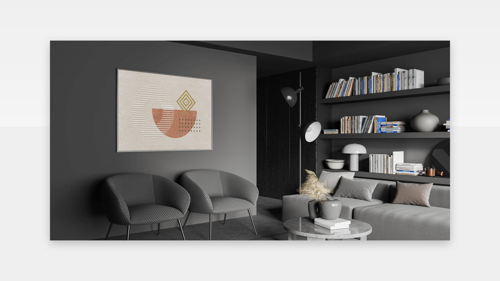 Geometric Shapes and Lines Abstract Canvas Art