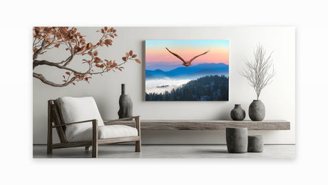 Soaring Eagle Over Mountains - Majestic Birds of Prey Landscape Print