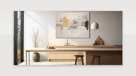 Modern Abstract Art with Geometric Lines in Black, Gray, and Gold