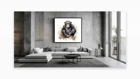 Watercolor Chimpanzee Portrait - Primate Wildlife Canvas Art Decor