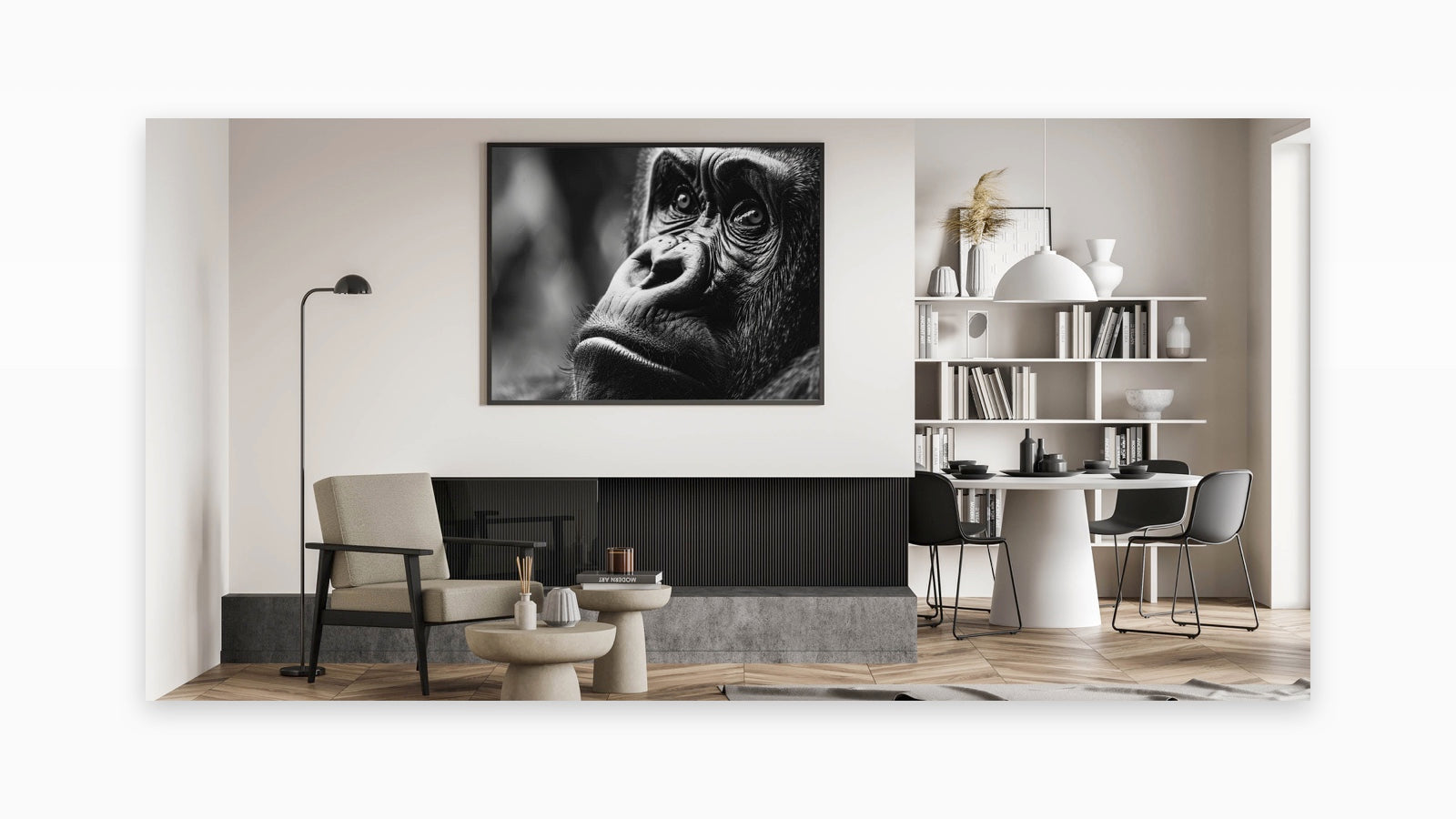 Gorilla Wall Art - Black and White Close-Up | Nature Canvas Prints